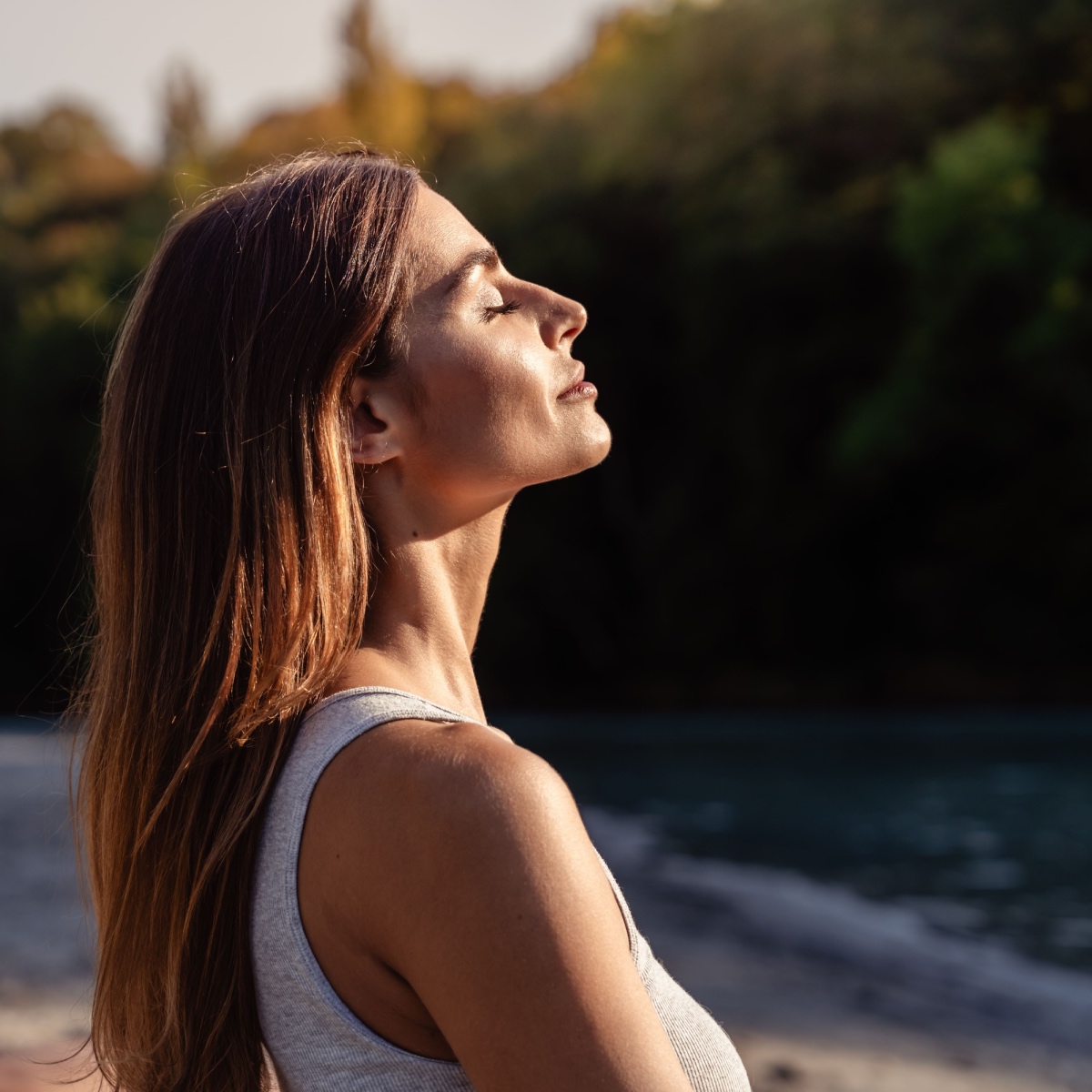 A woman finding peace before undergoing Kingwood IVF